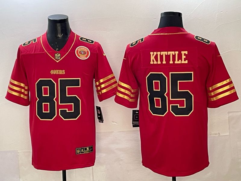 Men 2025 Nike San Francisco 49ers #85 Kittle Red gold Limited NFL Jersey 048